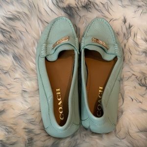 Coach mint colored leather flats